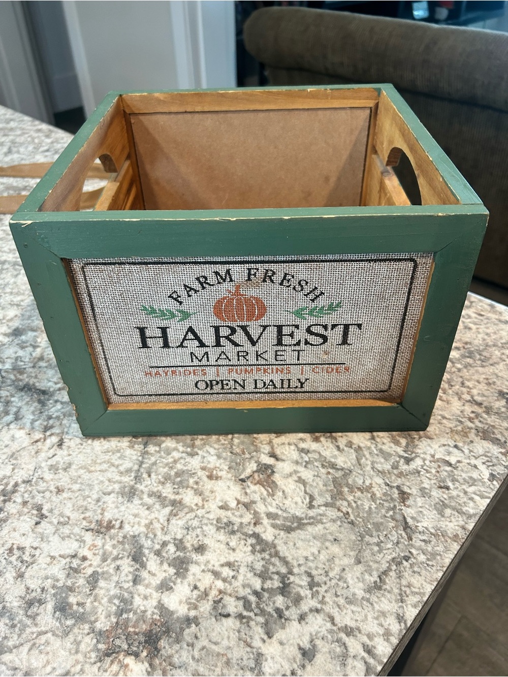 Harvest Market Farm Fresh Green Wooden Decorative Crate